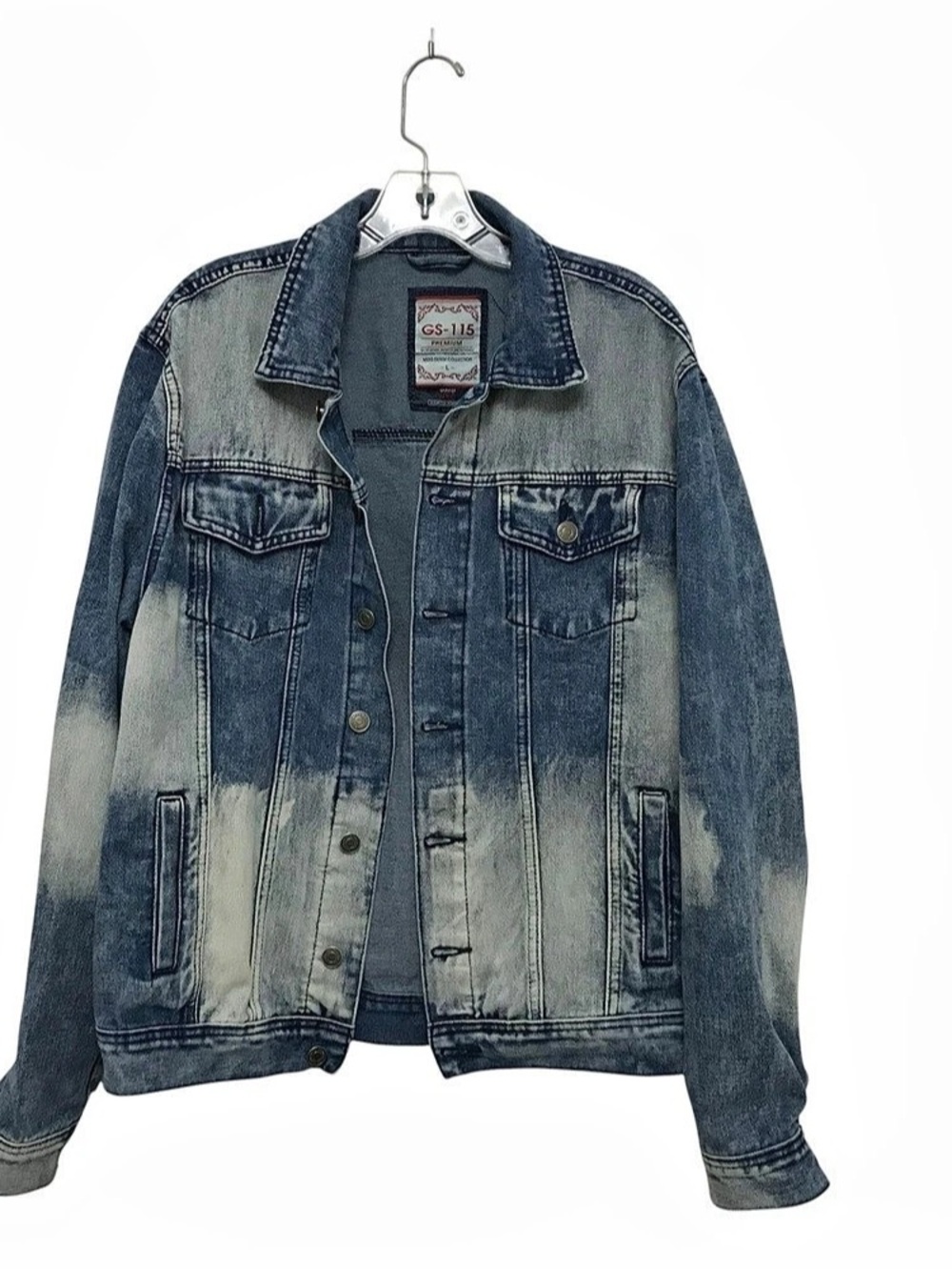 Spirit of NYC GS-115 Men's Denim Jacket Blue Acid Wash Size Large Trucker Edgy